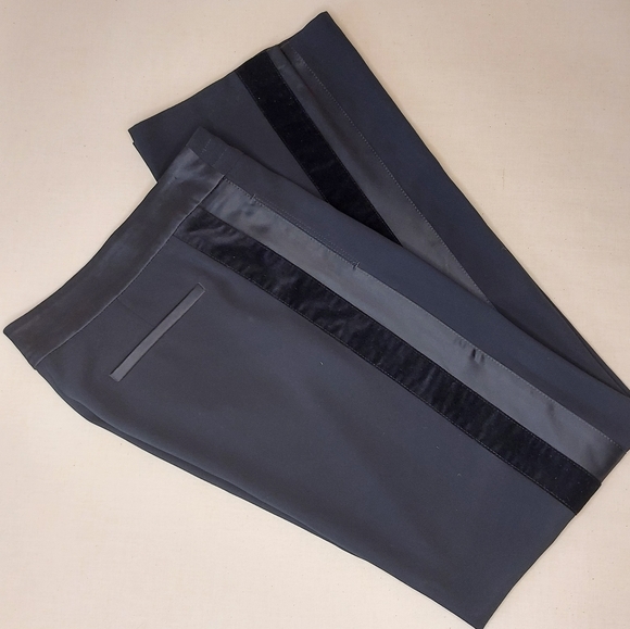 NWOT Almost Vintage Evening Wear Cambio Jet Black Tuxedo Wide Leg Pants Small - Picture 4 of 13